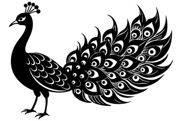 Peacock bird vector silhouette, Peacock bird icon vector illustration