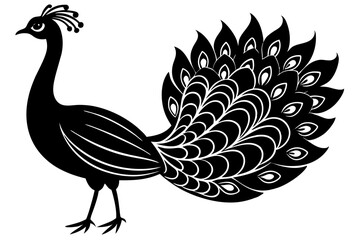 Peacock bird vector silhouette, Peacock bird icon vector illustration
