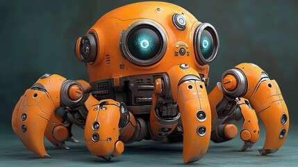 Futuristic Orange Robot with