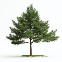 Obraz premium A tree with green leaves is standing alone in a field