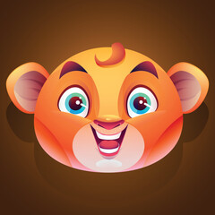 Cute Lioness face Sticker vector Background