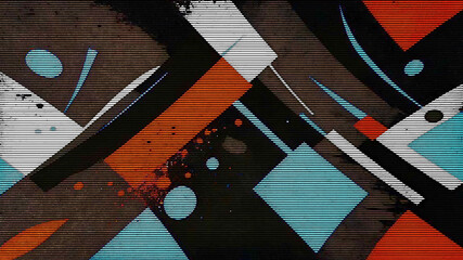 abstract colorful geometric background with grunge brush strokes and splashes