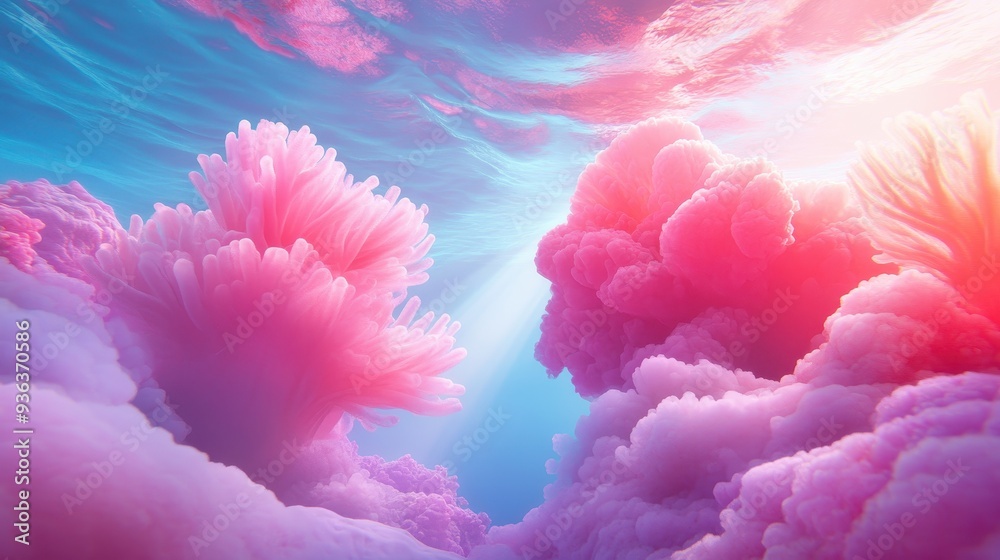 Canvas Prints Pink clouds in the sky with a blue sky background