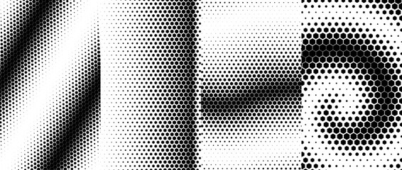 Abstract geometric black and white graphic design print halftone pattern. Vector illustration.