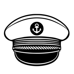 Naval hat cap  with anchor logo vector illustration