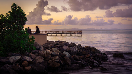 muelle atardecer hermoso 