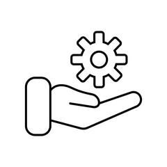 A hand presenting a gear symbolizing innovation in technology and engineering processes