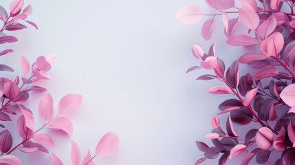 Naklejka premium A contemporary design with a subtle purple foliage border and abundant copy space, suitable for various creative projects.