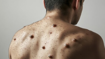 Naklejka premium Close-Up of Monkeypox Virus Infection on a Person's Back