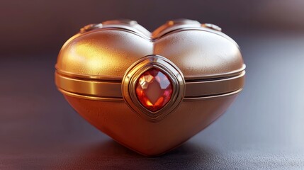 Golden Heart Shaped Box with