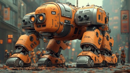 Futuristic Walking Robot in