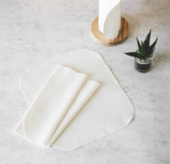 Cotton towels on a marble counter
