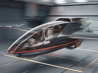 Fototapeta premium Futuristic Hover Vehicle in Urban Parking Garage