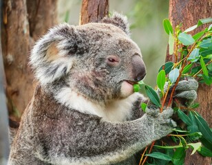 Fototapeta premium Koala in freier Wildbahn: Eukalyptus und Ruhe