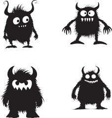 Cute monster silhouette vector