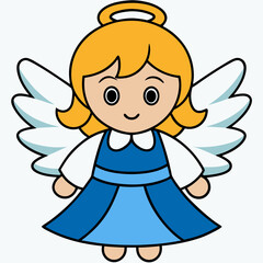 Christmas Blue Angel Vector Illustration