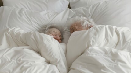 The elderly couple sleeping