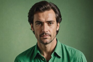Obraz premium 1980s inspired portrait of a man wearing a green shirt