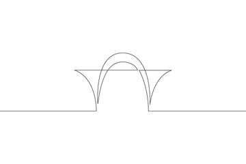 Continuous one line drawing bridge logo. Architecture. Bridge over the river.One continuous line isolated minimal illustration.
