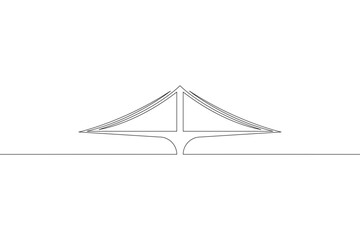 Continuous one line drawing bridge logo. Architecture. Bridge over the river.One continuous line isolated minimal illustration.