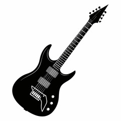 Obraz premium a-black-silhouette-of-an-electric-guitar
