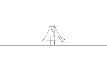 Continuous one line drawing bridge logo. Architecture. Bridge over the river.One continuous line isolated minimal illustration.