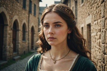 young beautiful woman , medieval era