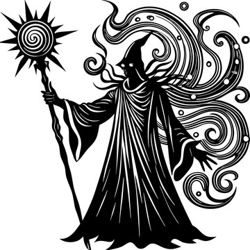 silhouette-of-a-wizard vector image 