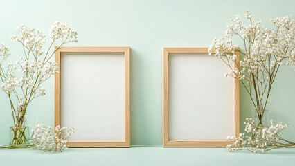 Elegant Wooden Photo Frames with Floral Accents