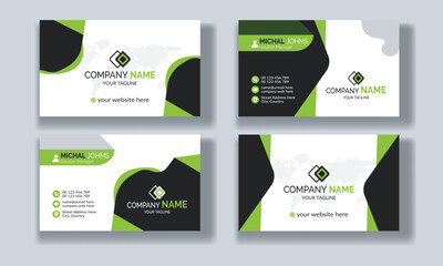 Creative modern clean corporate double-side business card template, personal visiting card, professional simple identity blue, red, white and black elegant visiting card. 