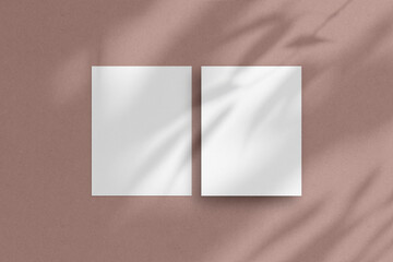 Two white vertical paper sheets mockup, US Letter flyer mockup, paper, letter, invitation card.