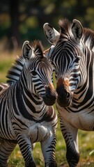 Fototapeta premium wildlife mother with baby, zebra