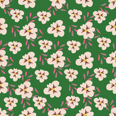 seamless vintage flower pattern on navy background