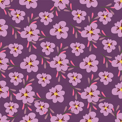seamless vintage flower pattern on navy background