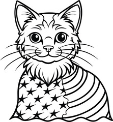 create    cute cat Full Body  vector style silhouette with white background