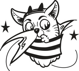 create    cute cat Full Body  vector style silhouette with white background