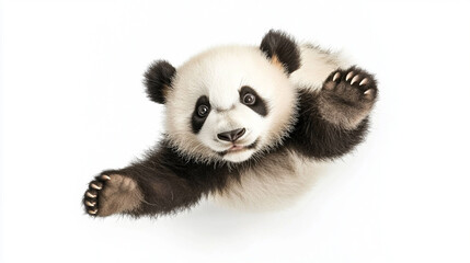 Baby  panda standing on white background