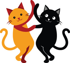 create    cute cat Full Body  vector style silhouette with white background