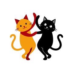 create    cute cat Full Body  vector style silhouette with white background