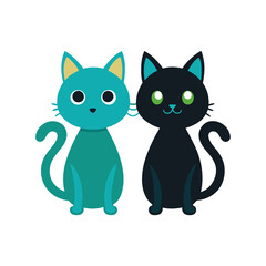 create    cute cat Full Body  vector style silhouette with white background
