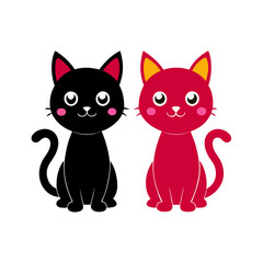 create    cute cat Full Body  vector style silhouette with white background