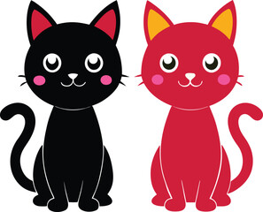 create    cute cat Full Body  vector style silhouette with white background