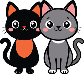 create    cute cat Full Body  vector style silhouette with white background