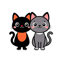 create    cute cat Full Body  vector style silhouette with white background