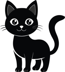 create    cute cat Full Body  vector style silhouette with white background