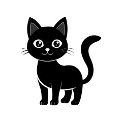 create    cute cat Full Body  vector style silhouette with white background