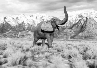 Fototapeta premium african elephant is doing a happy walk in plains and mountains