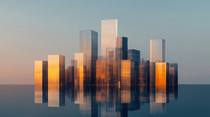 Fototapeta premium Timelapse city transformation showing economic changes due to policy adjustments, policy evolution, urban economics
