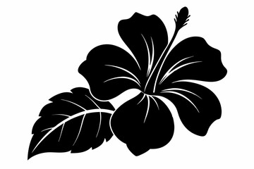 Hibiscus flower vector silhouette, hibiscus icon, Tropical hibiscus bloom silhouette  © Trendy CraftSVG 
