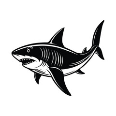 Obraz premium black and white sea fish silhouette on white background, Vector illustration, fish, icon, svg, characters, trendy Vector illustration